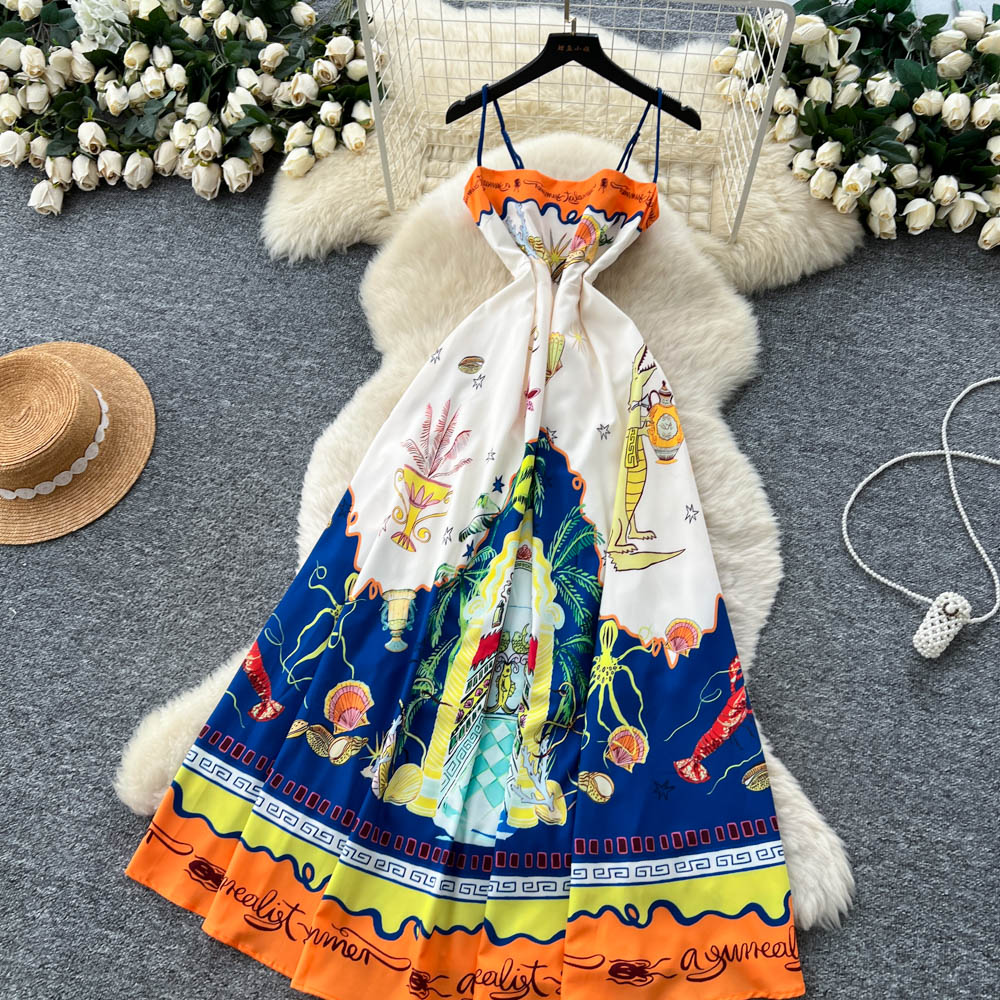 Printing dress long dress for women