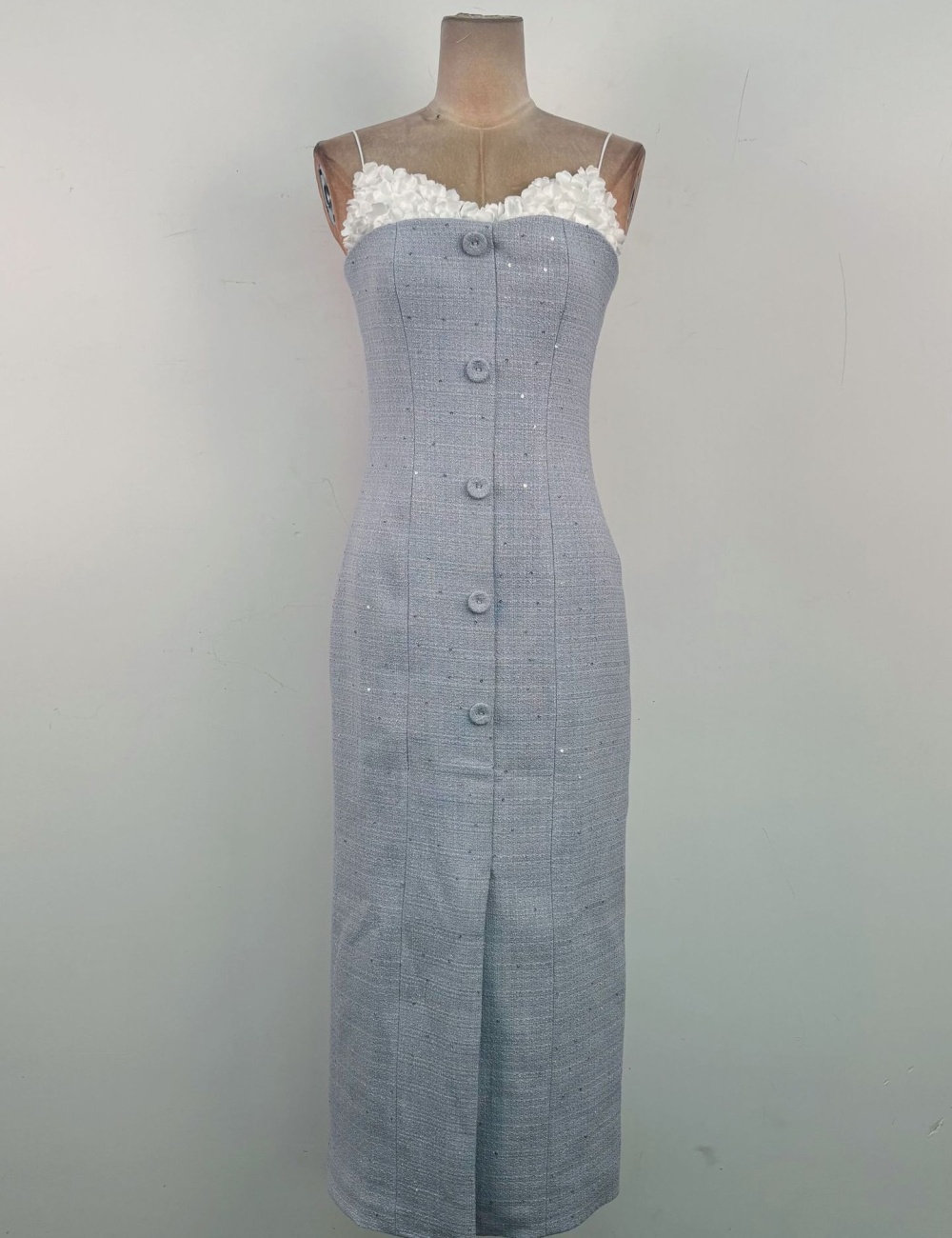 Slim splice niche long dress flowers sling dress