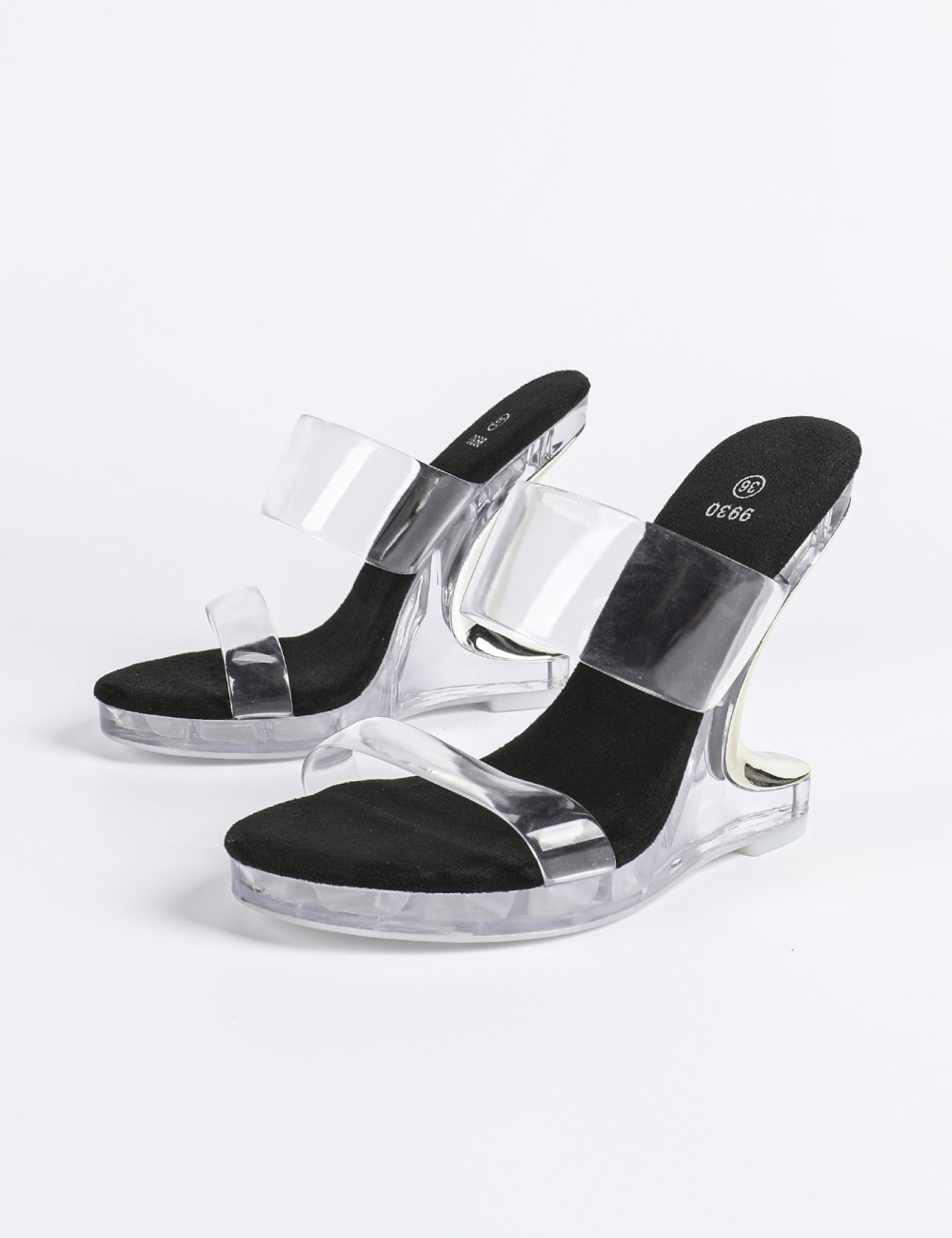 Thick crystal high-heeled shoes transparent sandals