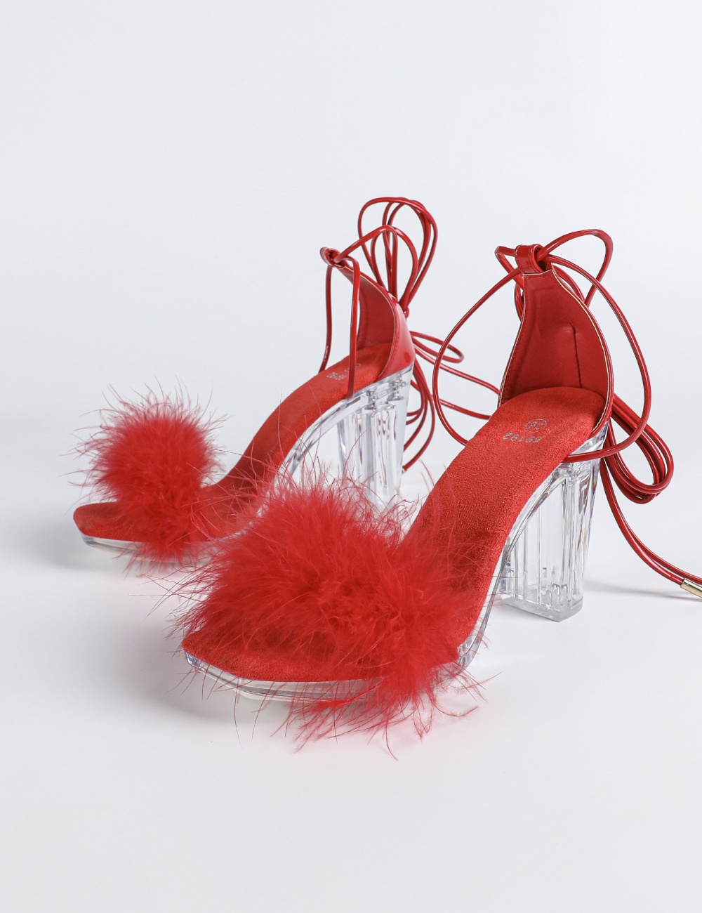 Sexy transparent square head thick antiskid model sandals