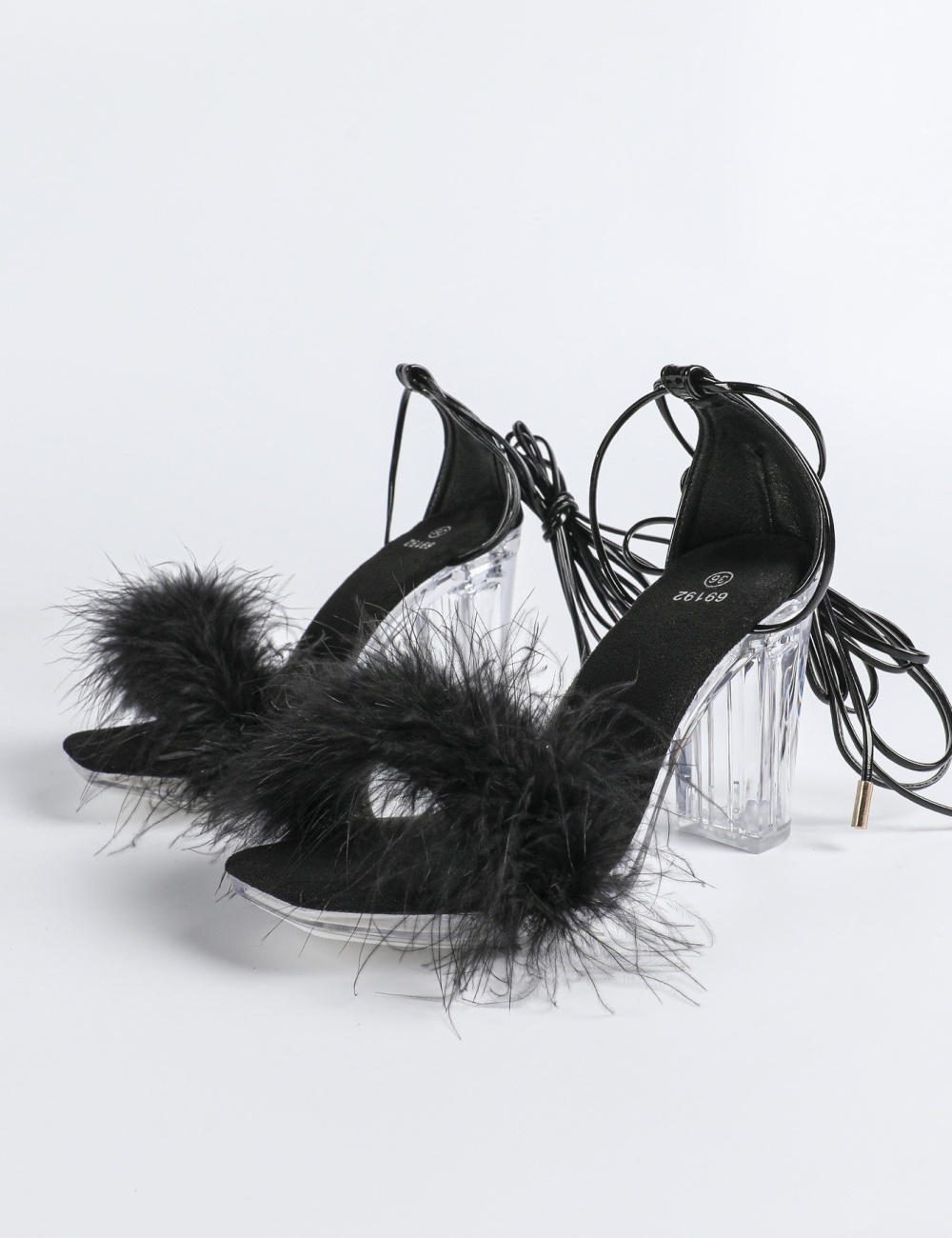 Sexy transparent square head thick antiskid model sandals