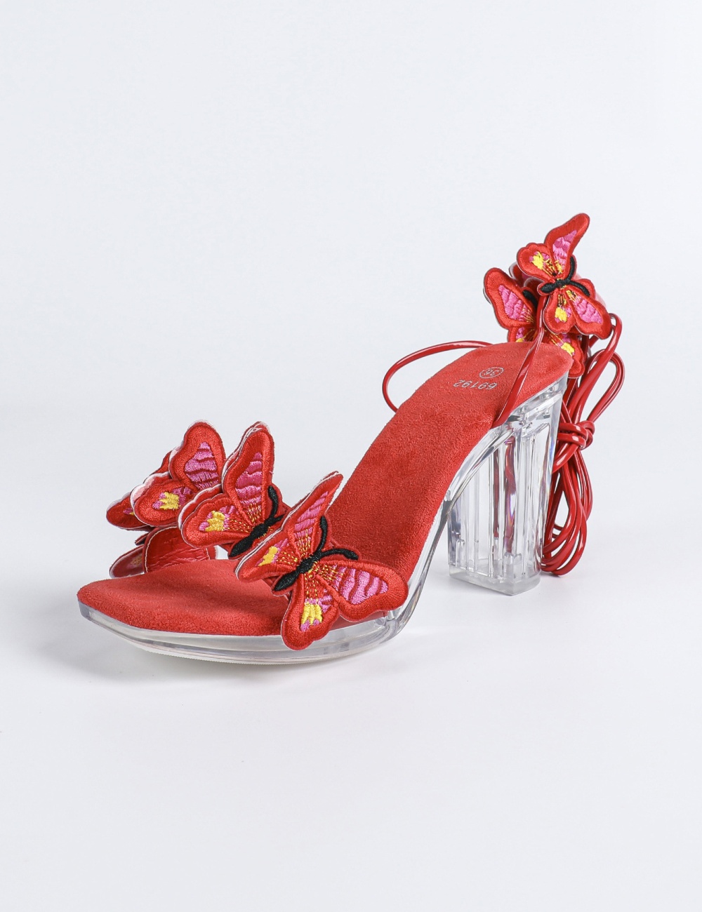 Thick bandage square head sexy butterfly model sandals