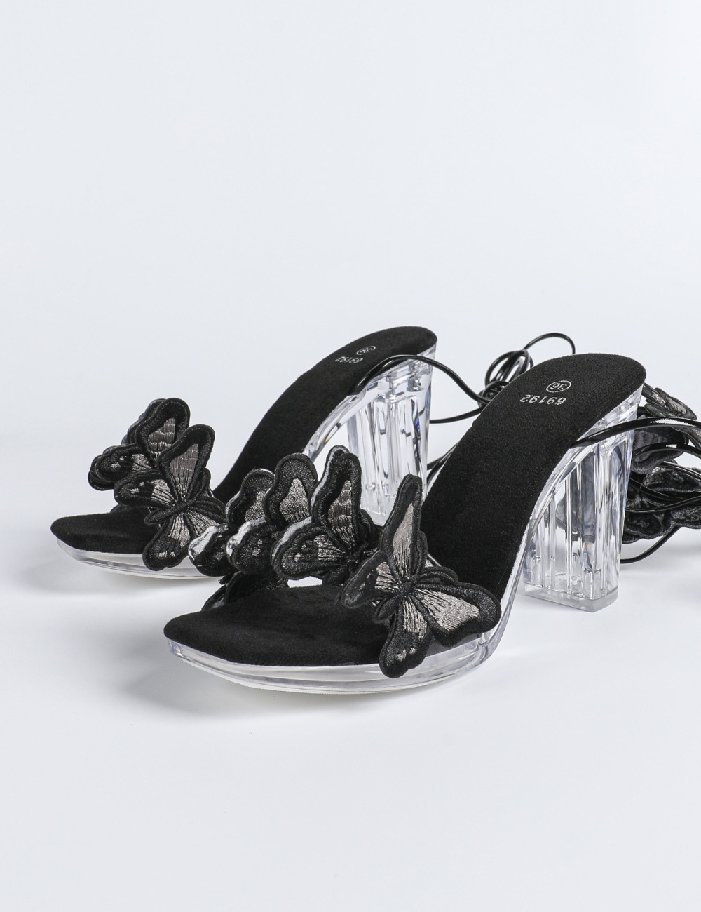 Thick bandage square head sexy butterfly model sandals