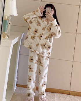 Cubs thick plus velvet pajamas a set for women