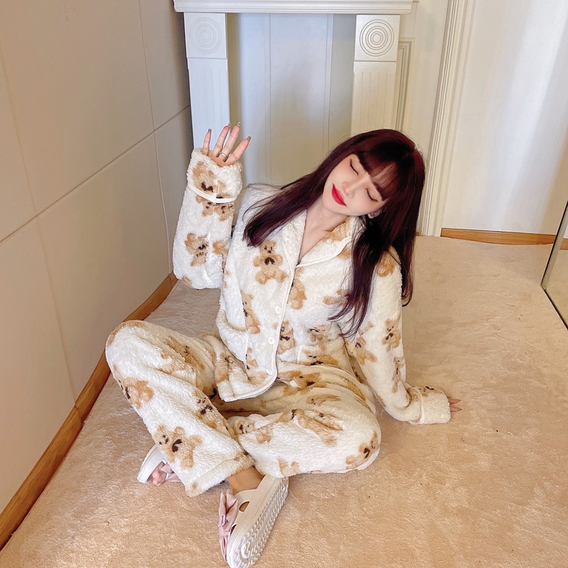 Cubs thick plus velvet pajamas a set for women