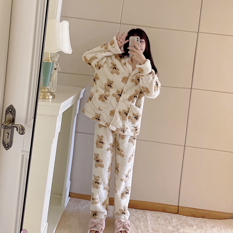 Cubs thick plus velvet pajamas a set for women