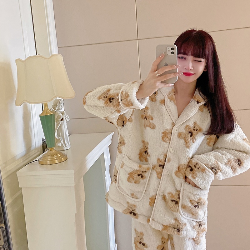 Cubs thick plus velvet pajamas a set for women