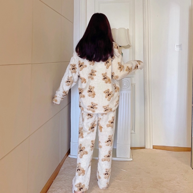 Cubs thick plus velvet pajamas a set for women