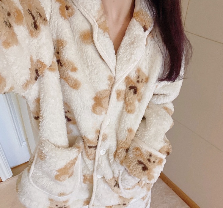 Cubs thick plus velvet pajamas a set for women