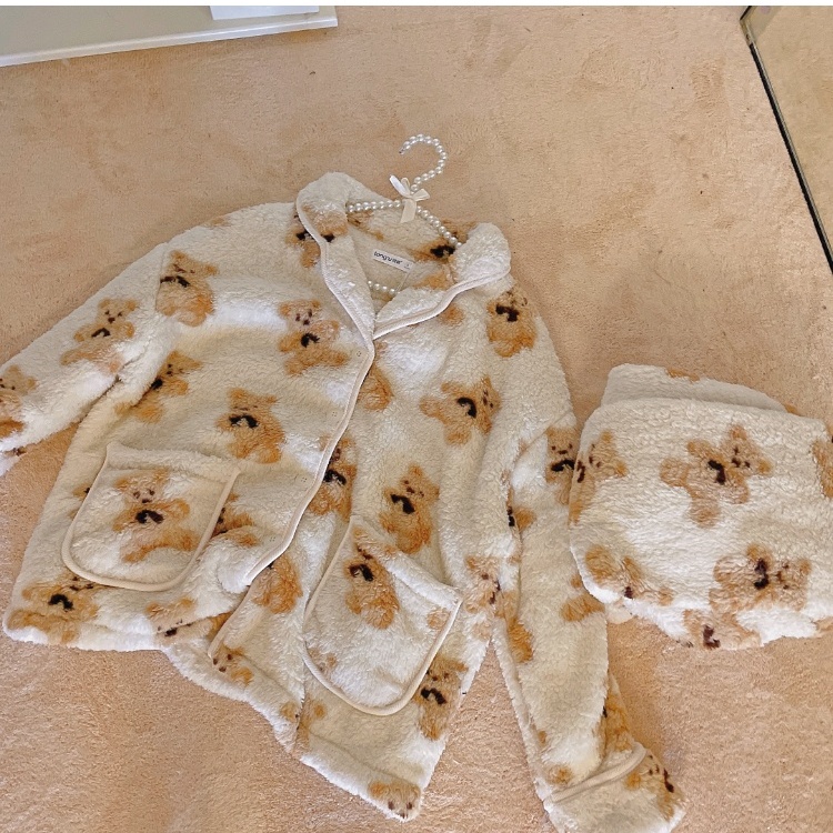 Cubs thick plus velvet pajamas a set for women