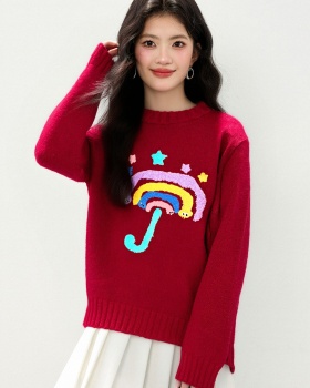 Embroidery sweater cartoon tops for women