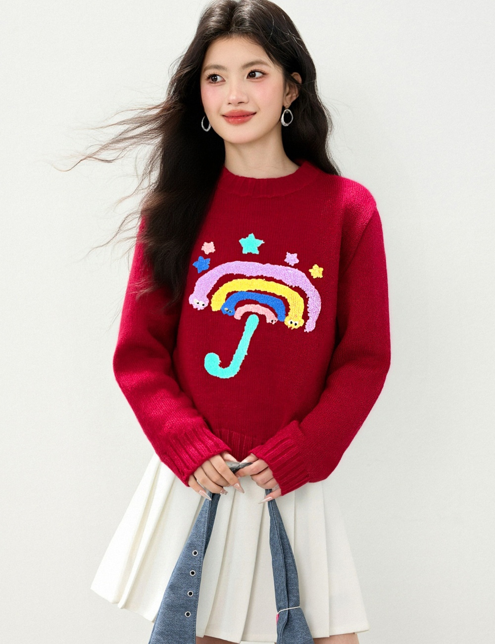 Embroidery sweater cartoon tops for women