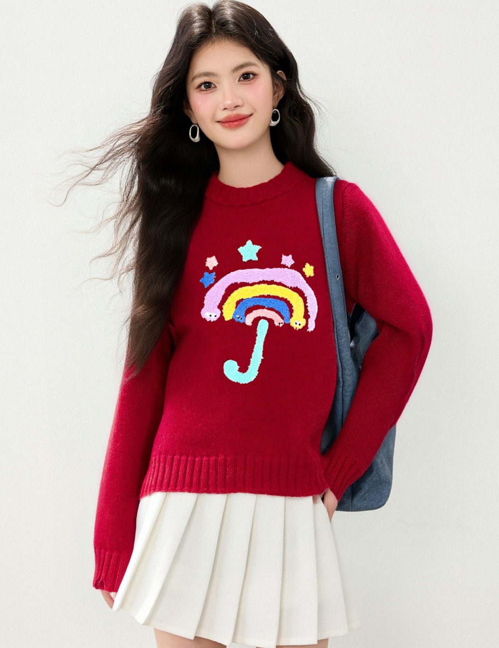 Embroidery sweater cartoon tops for women