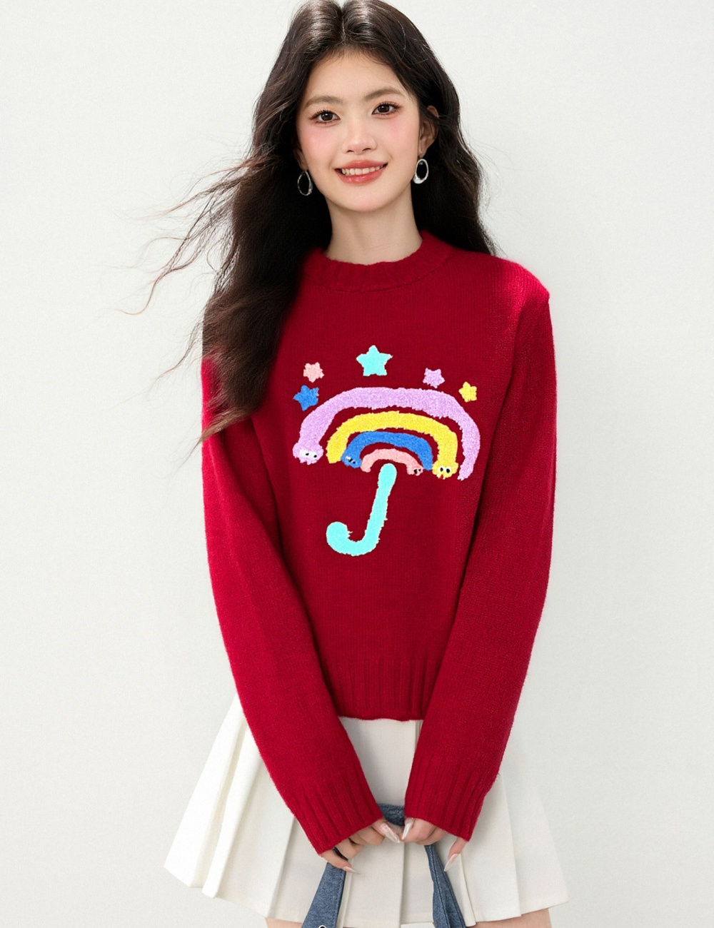 Embroidery sweater cartoon tops for women