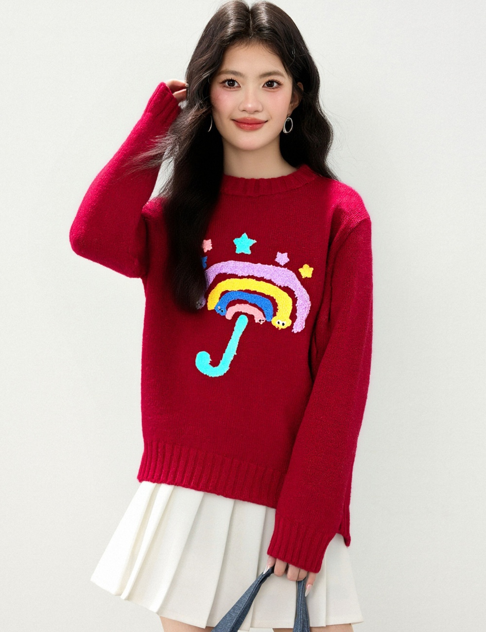 Embroidery sweater cartoon tops for women