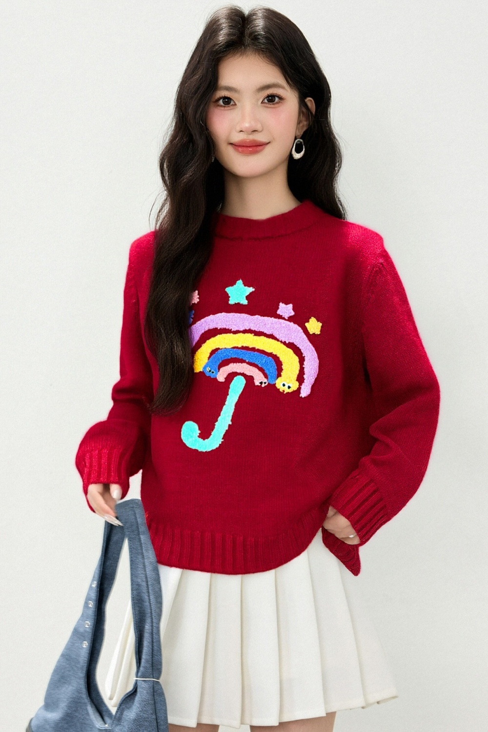 Embroidery sweater cartoon tops for women