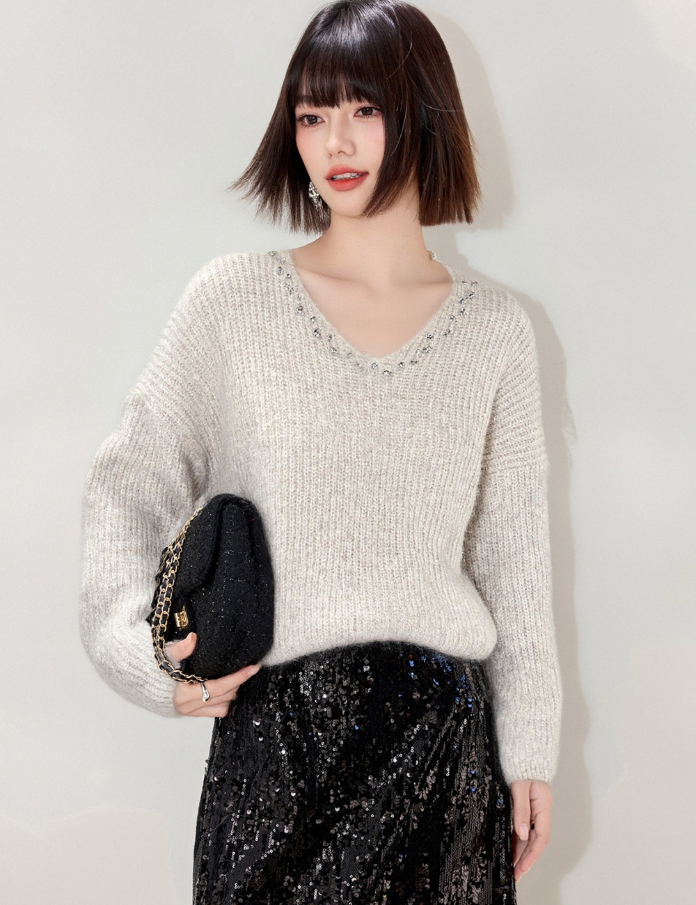 Knitted inside the ride tops autumn and winter sweater