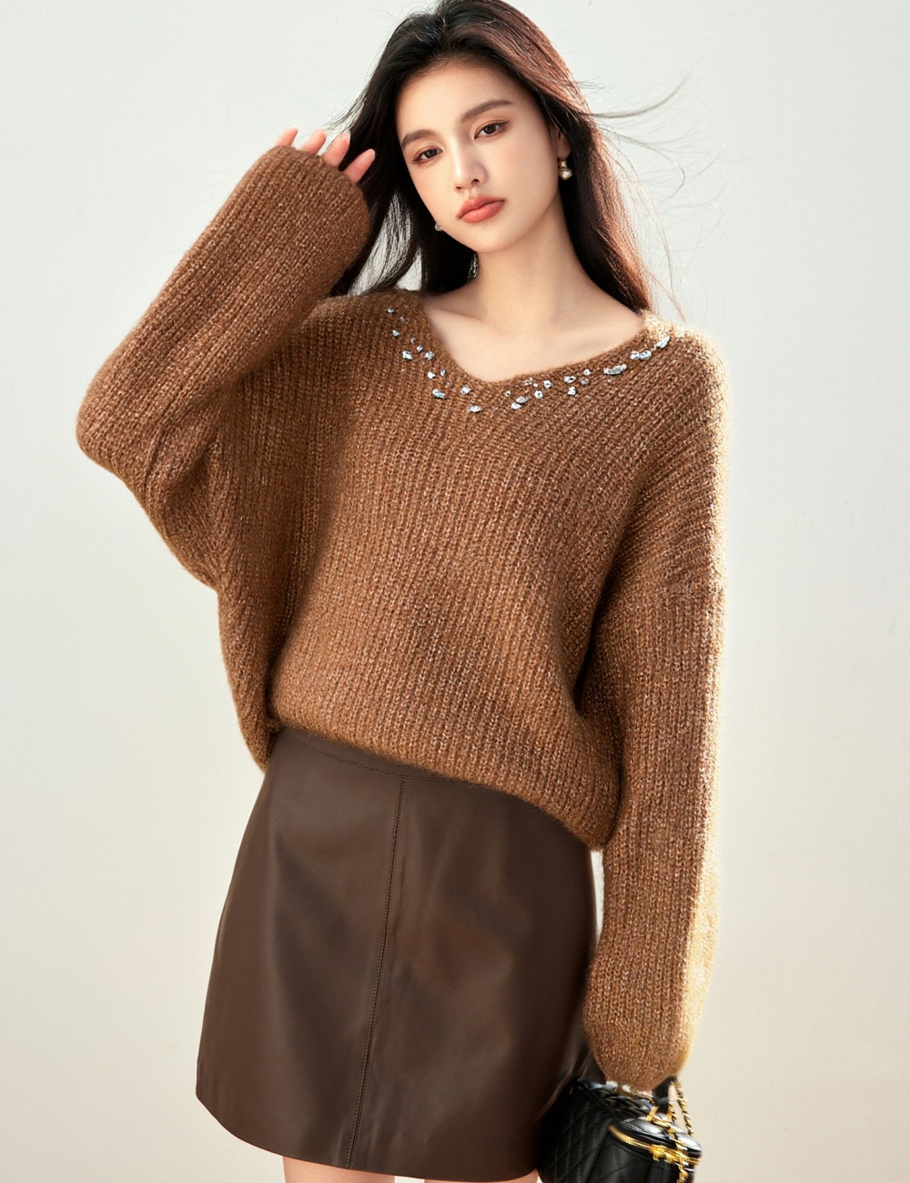 Knitted inside the ride tops autumn and winter sweater