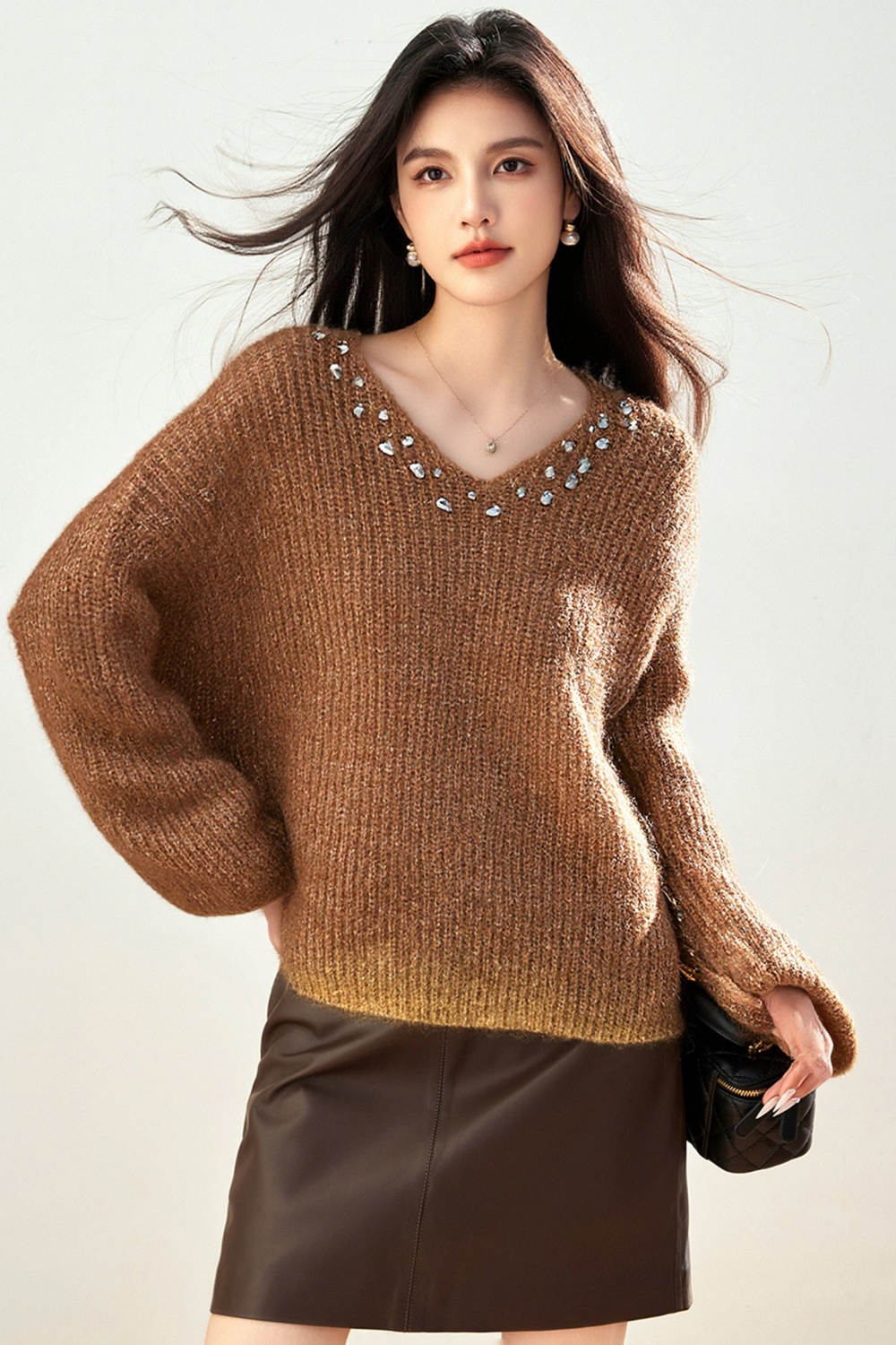 Knitted inside the ride tops autumn and winter sweater