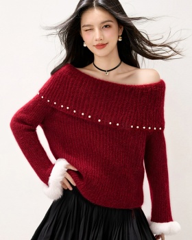Pearl tender sweater flat shoulder tops for women