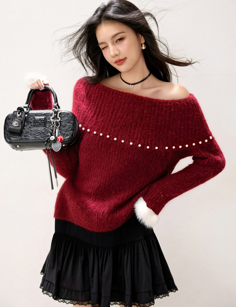 Pearl tender sweater flat shoulder tops for women