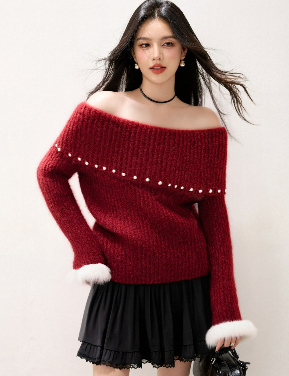 Pearl tender sweater flat shoulder tops for women