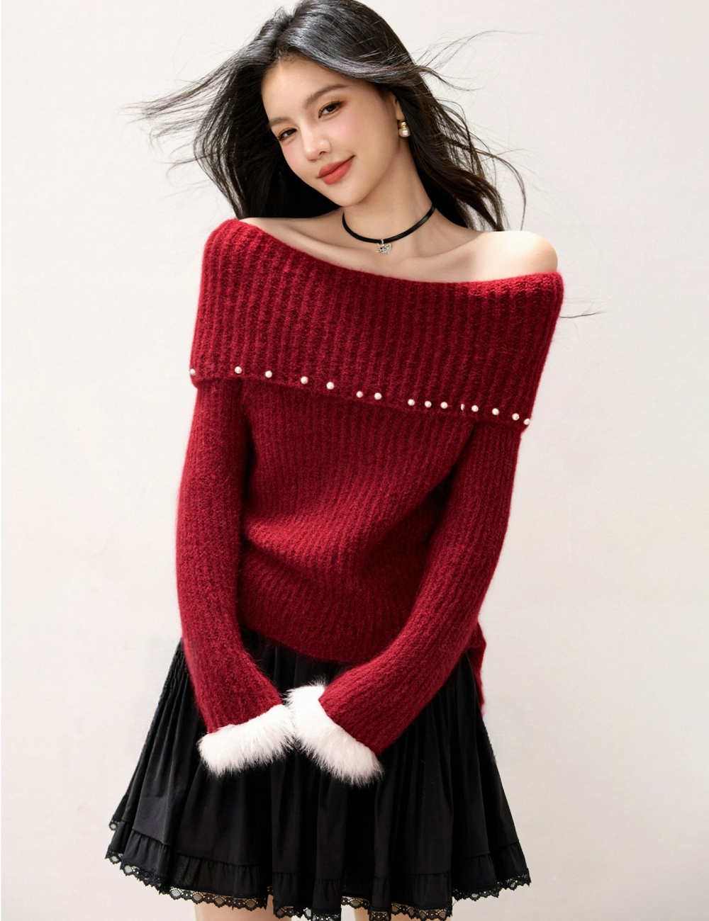Pearl tender sweater flat shoulder tops for women