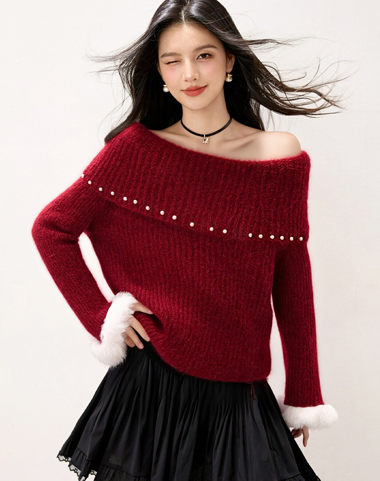 Pearl tender sweater flat shoulder tops for women