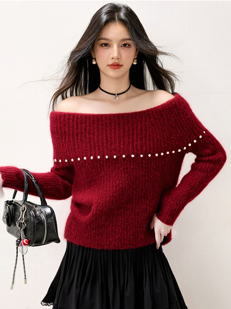 Pearl tender sweater flat shoulder tops for women