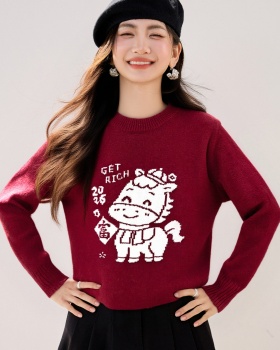 Winter thick sweater red tops for women