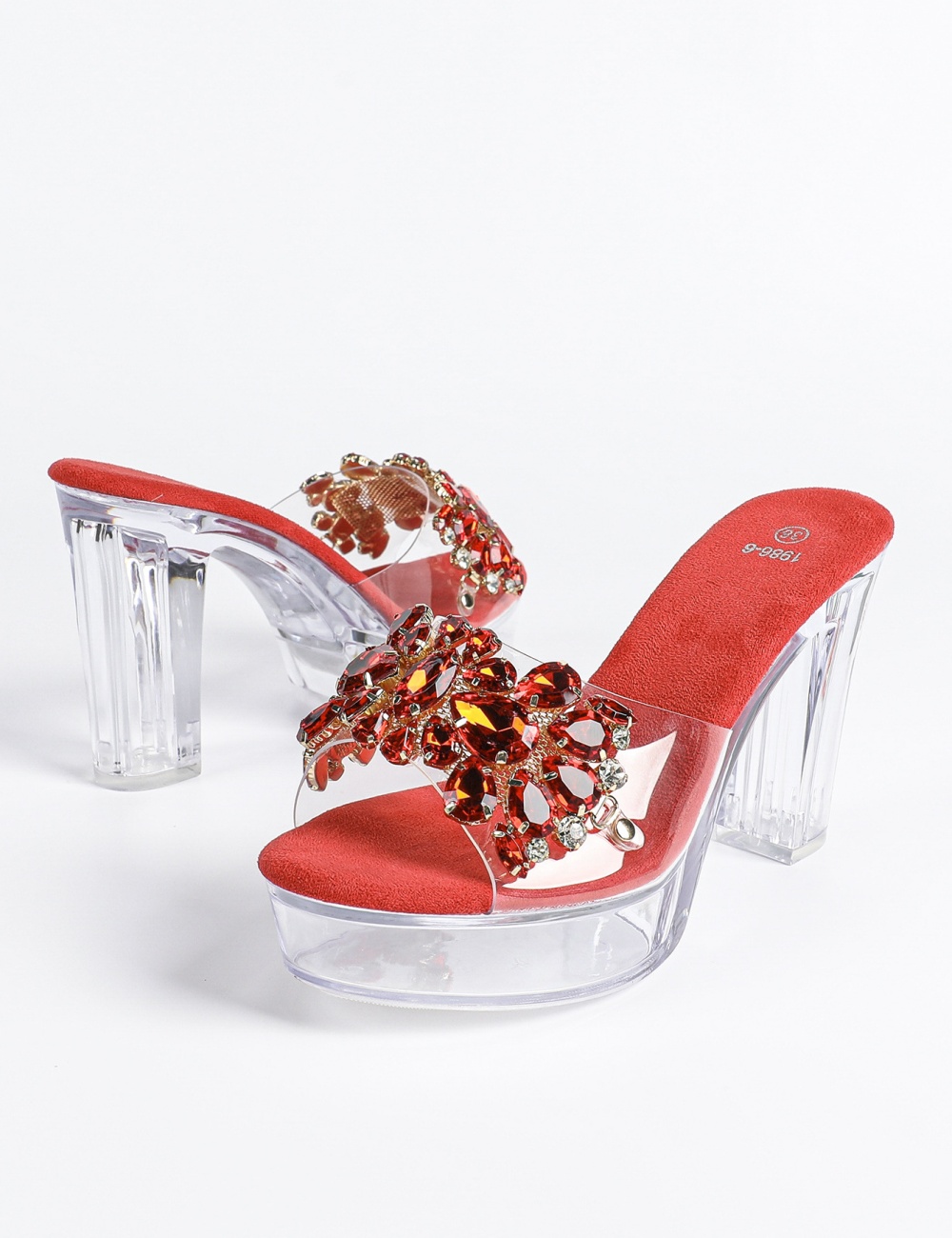 Crystal thick high-heeled shoes pole dancing shoes for women