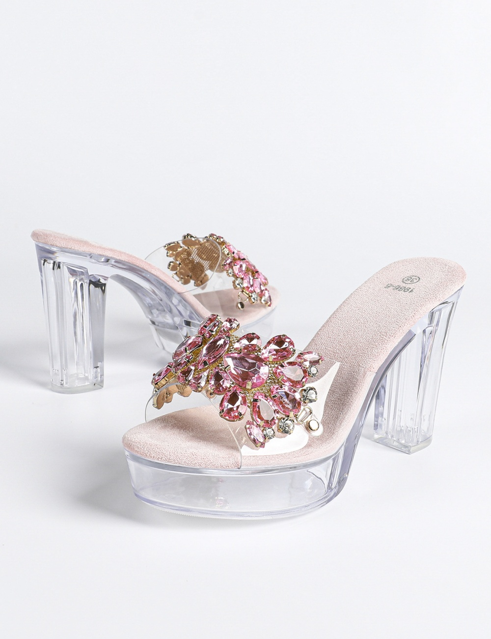 Crystal thick high-heeled shoes pole dancing shoes for women