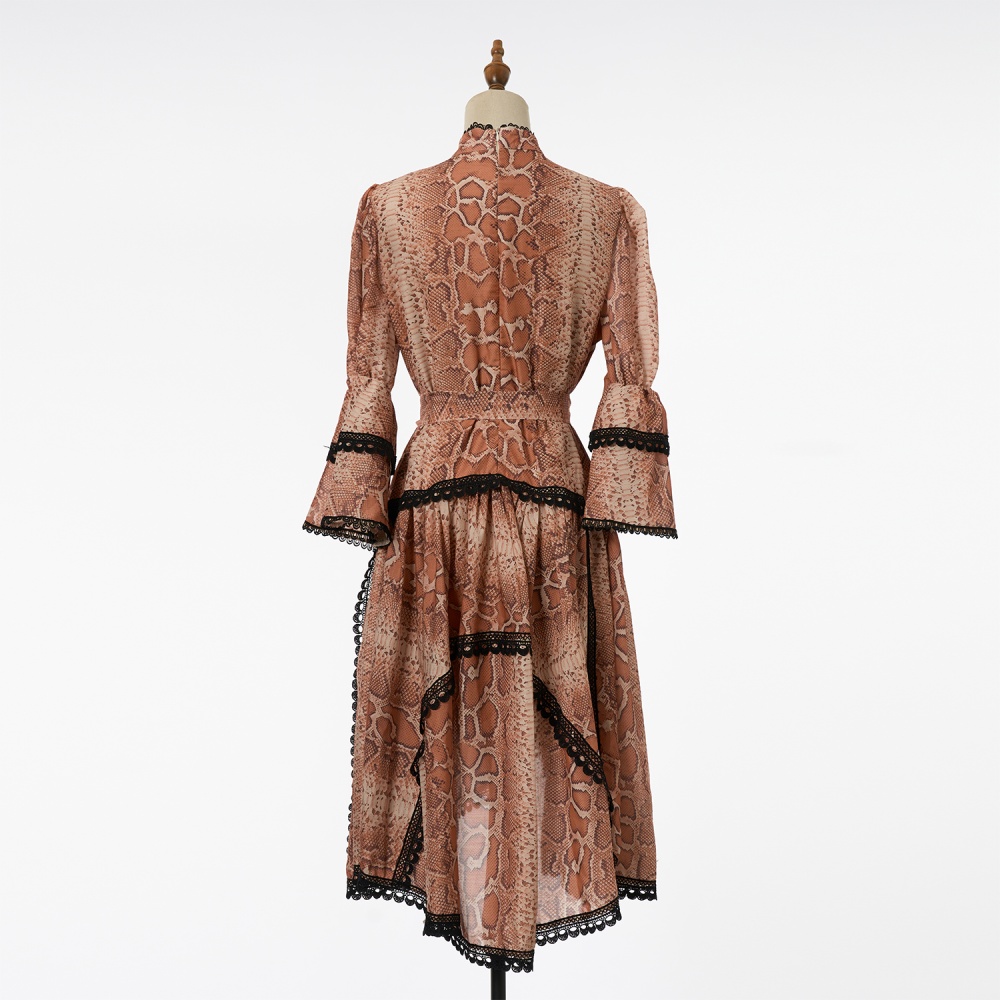 Lace slim retro France style autumn dress for women