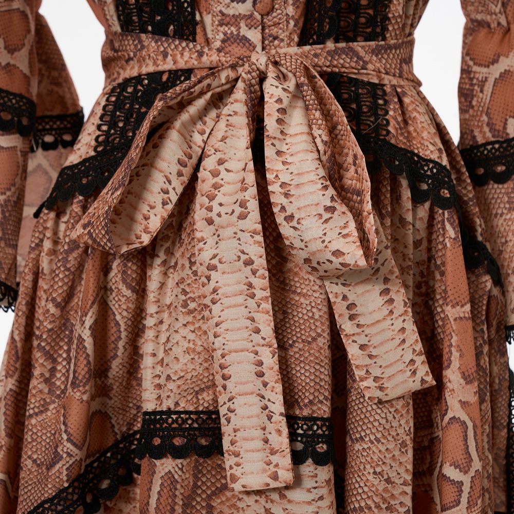 Lace slim retro France style autumn dress for women