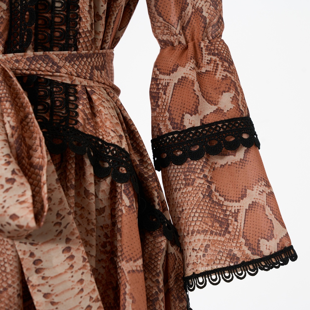 Lace slim retro France style autumn dress for women