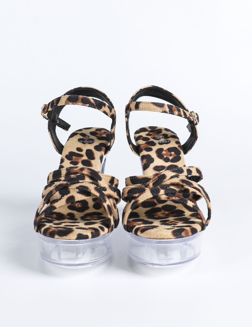 Transparent thick platform high-heeled wedding shoes