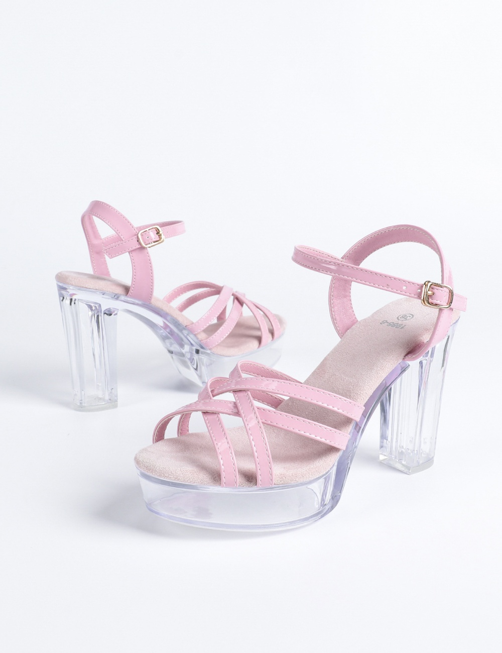 Transparent thick platform high-heeled wedding shoes
