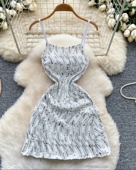 Ladies sling dress light luxury sequins formal dress