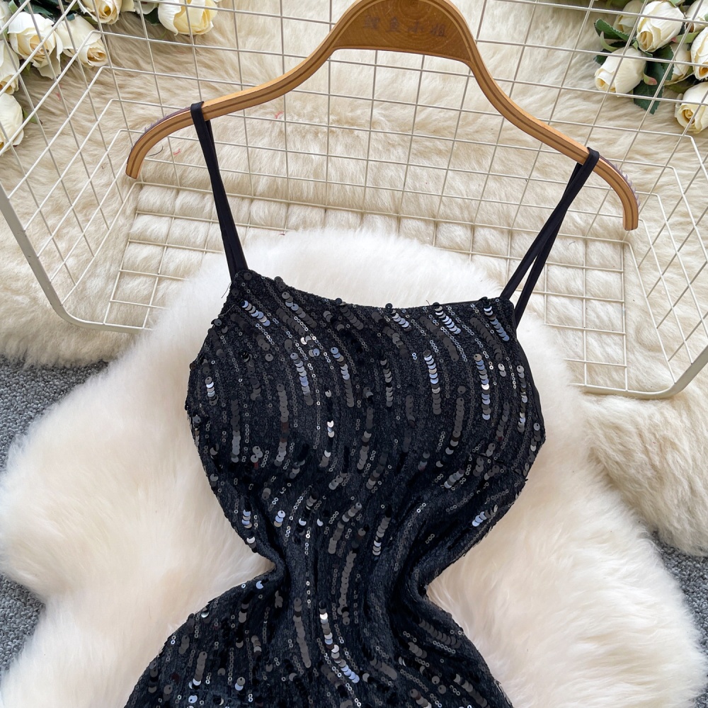 Ladies sling dress light luxury sequins formal dress