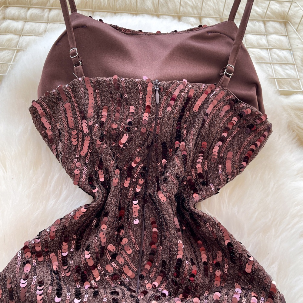 Ladies sling dress light luxury sequins formal dress