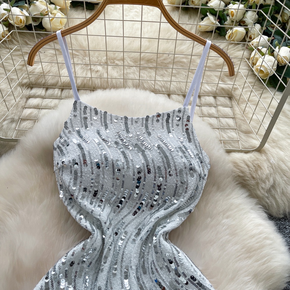 Ladies sling dress light luxury sequins formal dress
