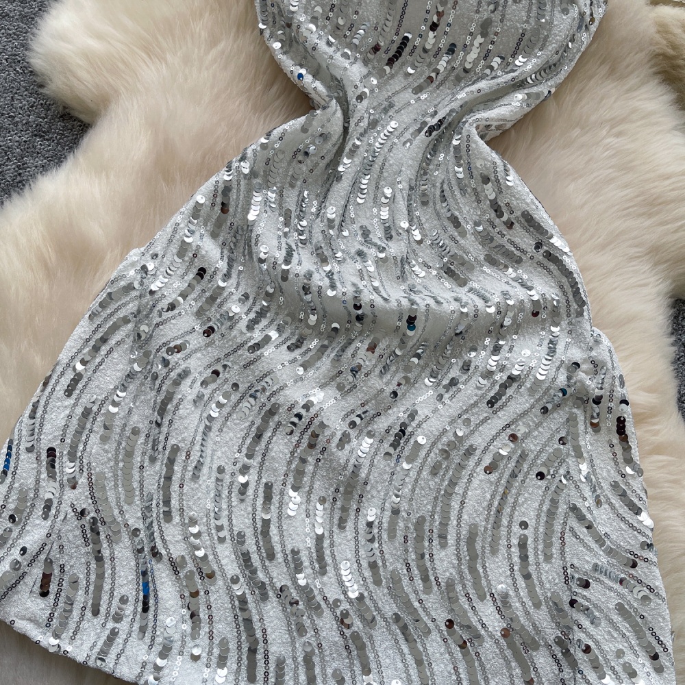 Ladies sling dress light luxury sequins formal dress