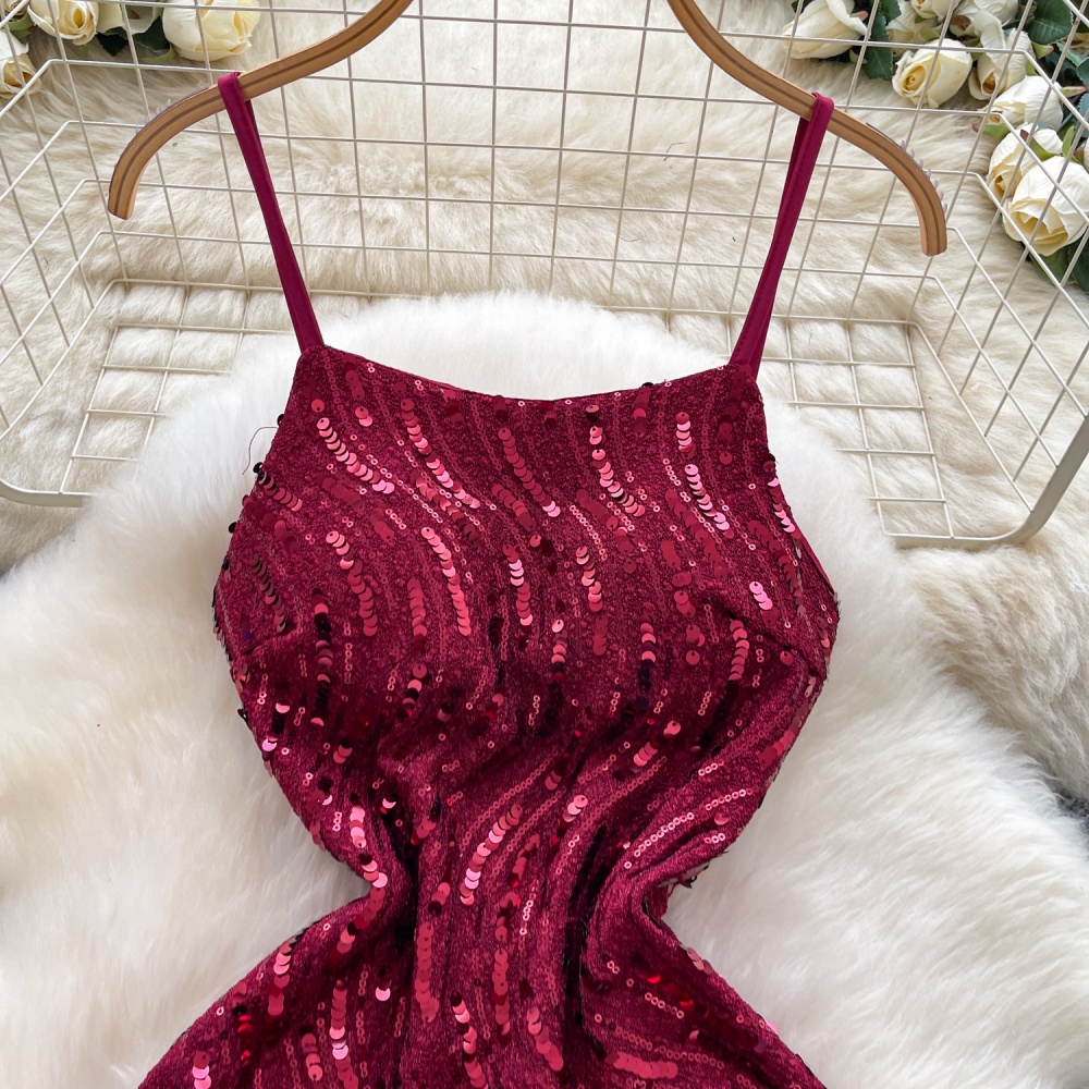 Ladies sling dress light luxury sequins formal dress