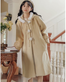 Long thick overcoat clip cotton woolen coat for women