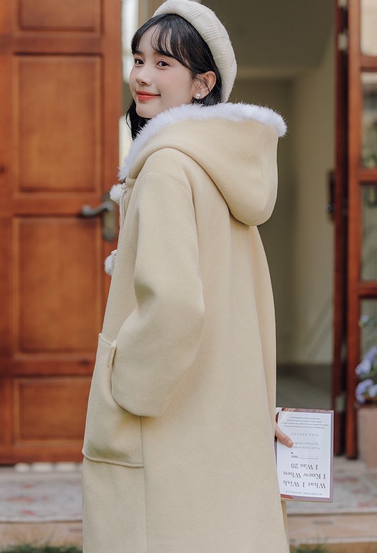 Long thick overcoat clip cotton woolen coat for women