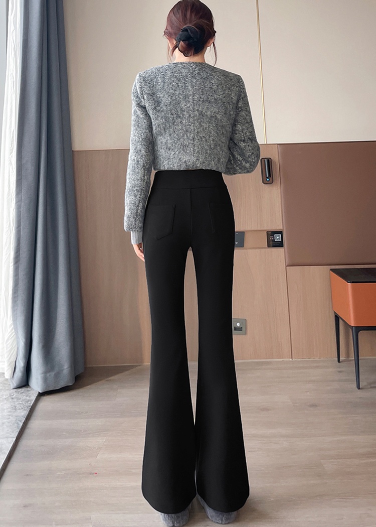 Black rhinestone autumn and winter high waist pants