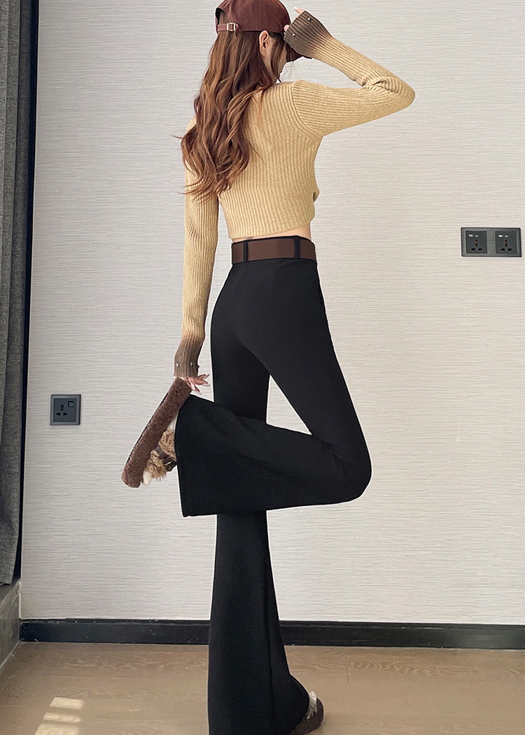 Thermal retro pants elasticity plus velvet belt