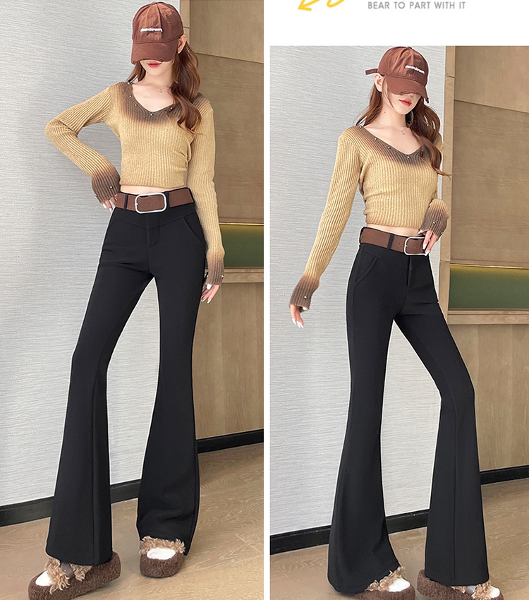 Thermal retro pants elasticity plus velvet belt
