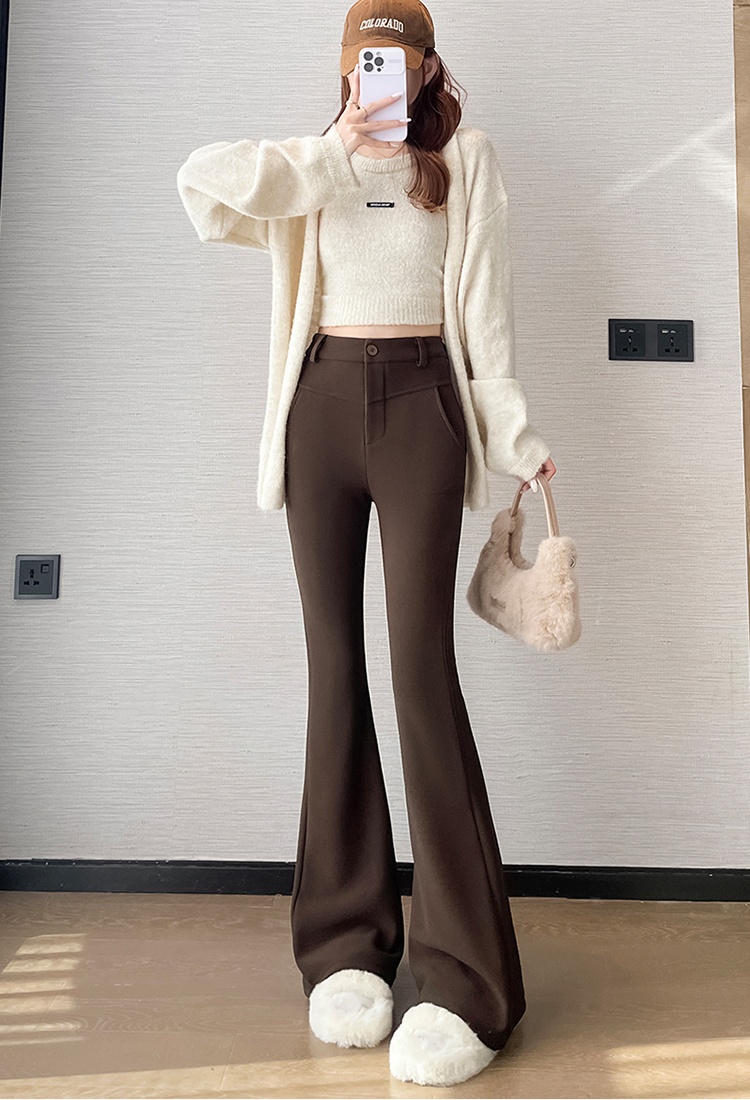 Thermal retro pants elasticity plus velvet belt