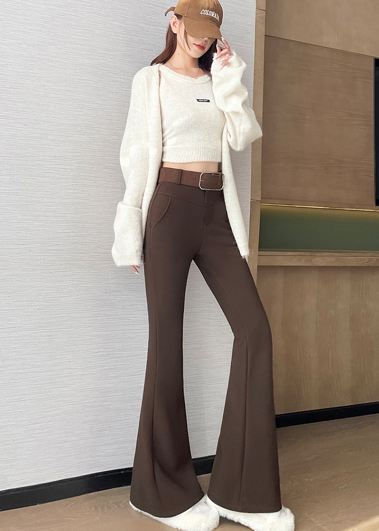 Thermal retro pants elasticity plus velvet belt